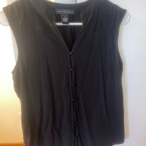 Joan Vass Black Sleeveless Blouse